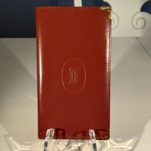 Authentic Cartier Paris Long LeatherUnisex Red Wallet